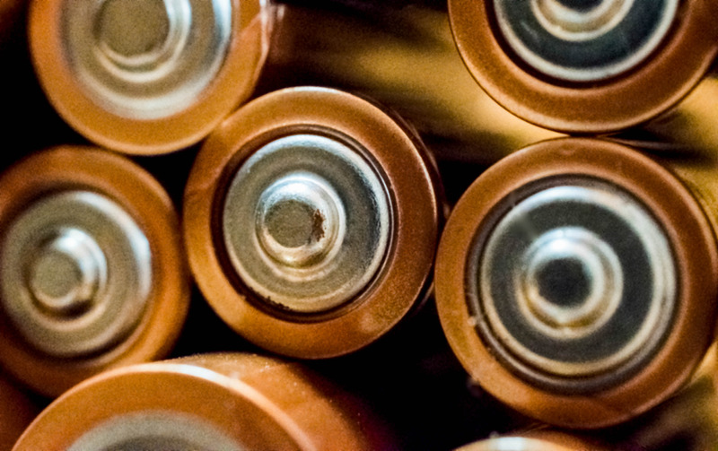 closeup of duracell alkaline batteries
