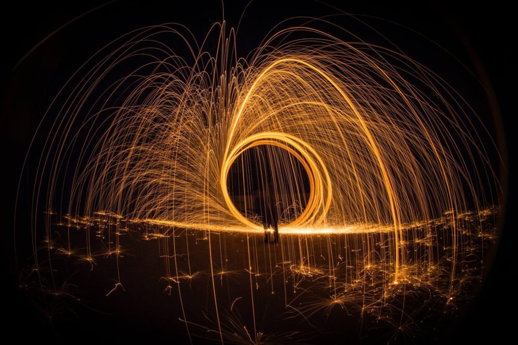 steel wool photography sparks