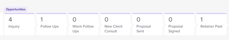 honeybook opportunities pipeline sample