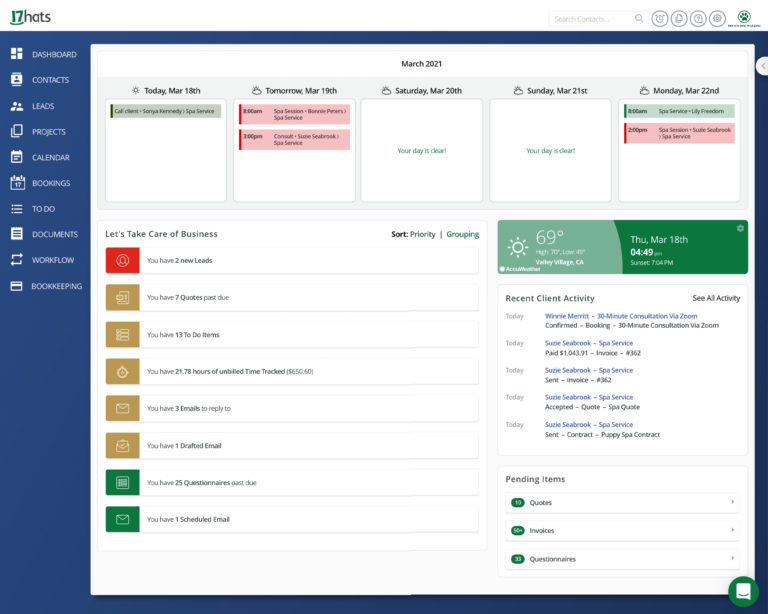 17hats crm dashboard