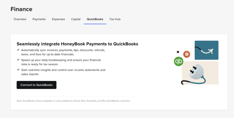 honeybook finance quickbooks