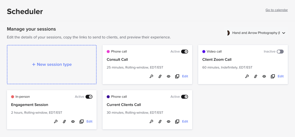 honeybook scheduler examples