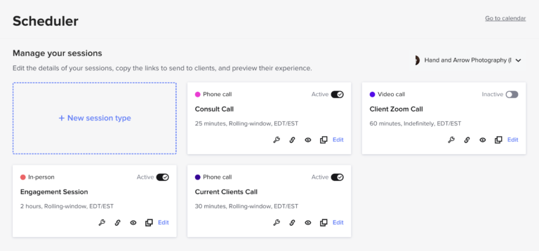 honeybook scheduler examples