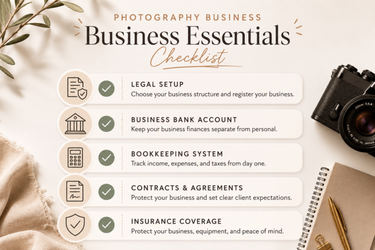 photography business essentials start up infographic